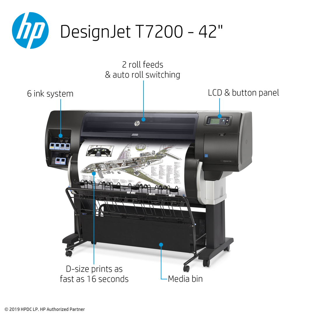 HP DesignJet T7200 Large Format High-Speed Printer - 42